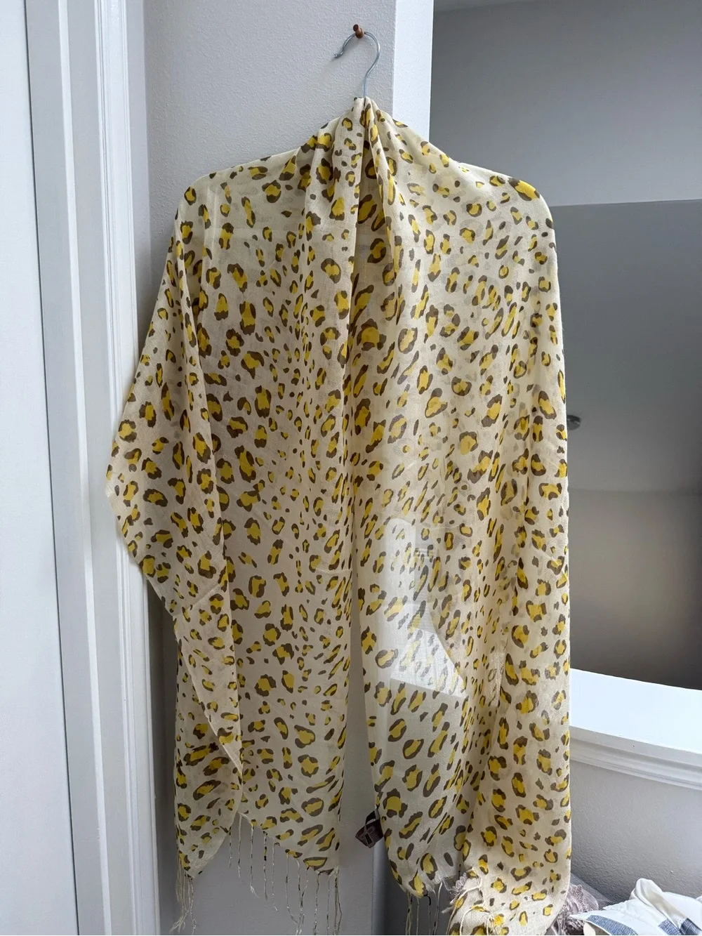 Leopard Print Yellow Scarf (20% Silk)